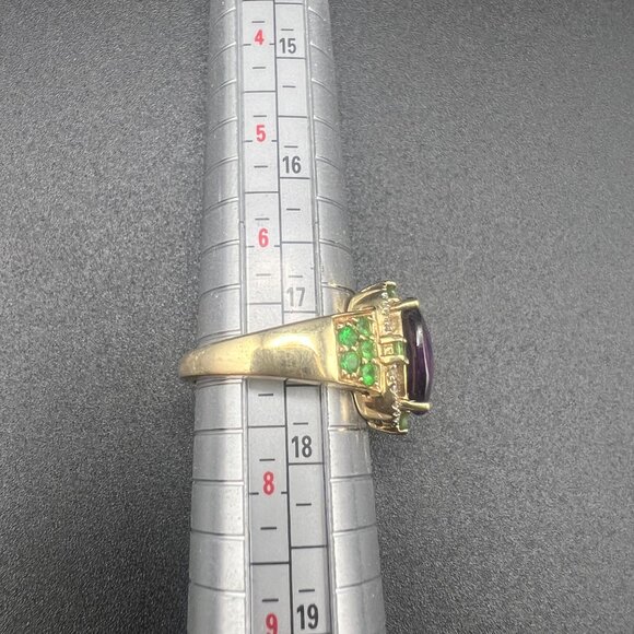 14k Gold ring, Amethyst Diamond, and Peridot Statement Ring, Size 7 - Picture 11 of 11